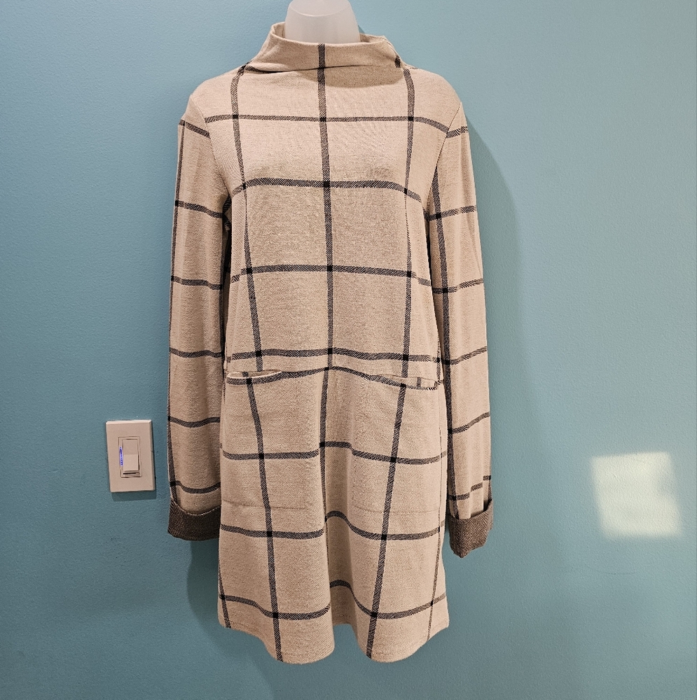 Anthropologie Plaid Beige Midi Dress